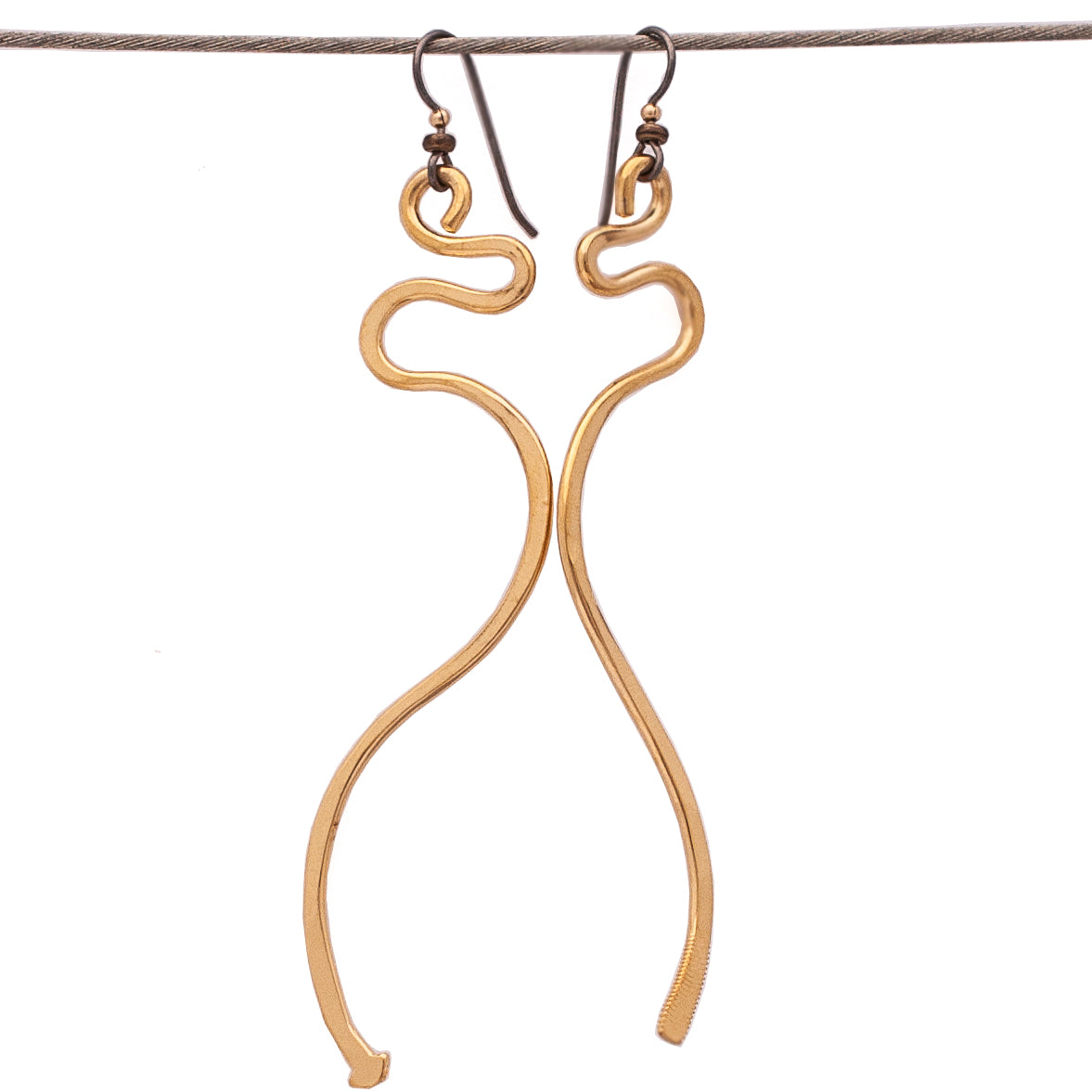 3" Ribbon Gold Earrings | BiciArte Bicycle Jewelry image 0