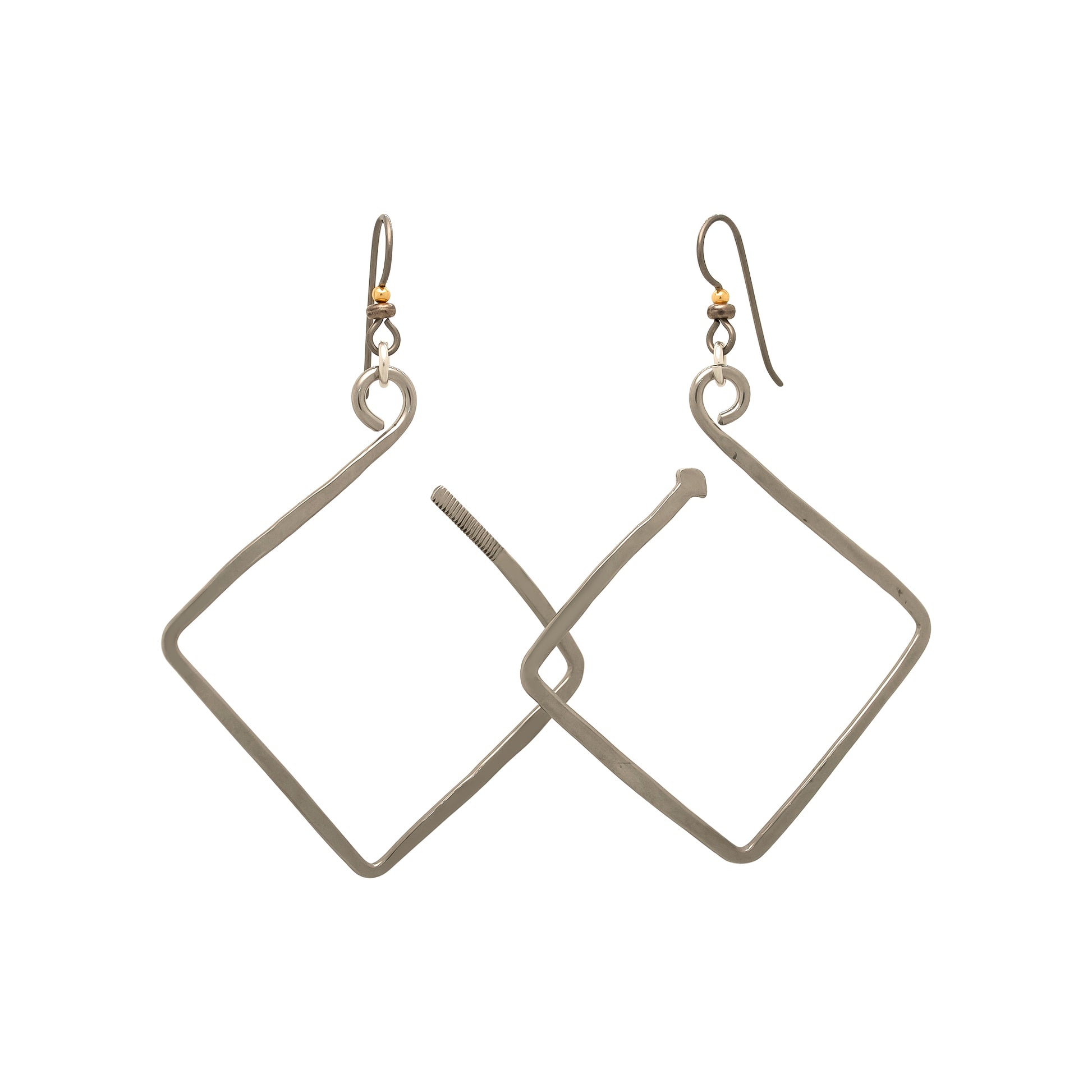 2″ Square Handmade Stainless Earrings | BiciArte Bicycle Jewelry image 0