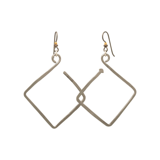 2″ Square Handmade Stainless Earrings | BiciArte Bicycle Jewelry image 0