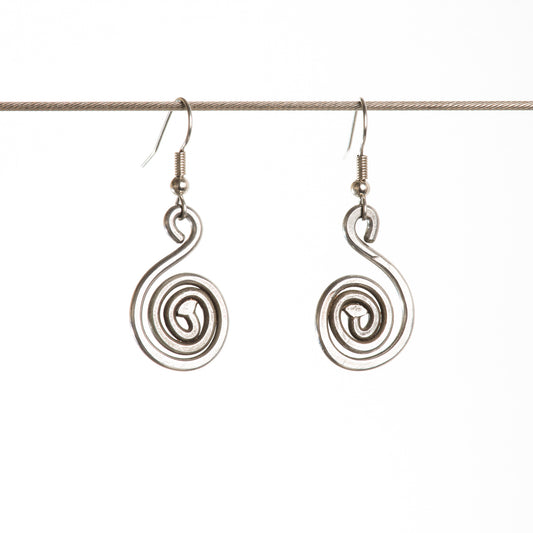 1" Tight Spiral Handmade Stainless Earrings| BiciArte Bicycle Jewelry