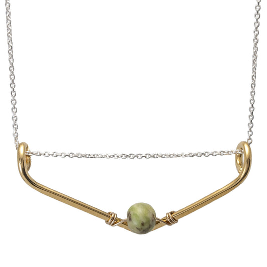 3″ Gold Chevron Necklace with Birthstone Gem | BiciArte Bicycle Jewelry image 0