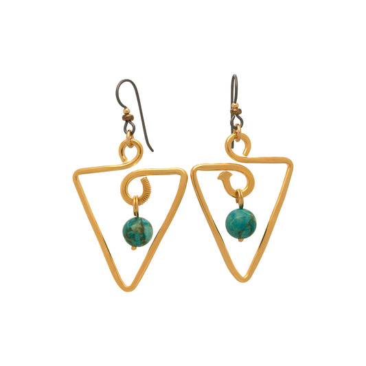2″ Triangle Birthstone Gold Earrings | BiciArte Bicycle Jewelry image 0