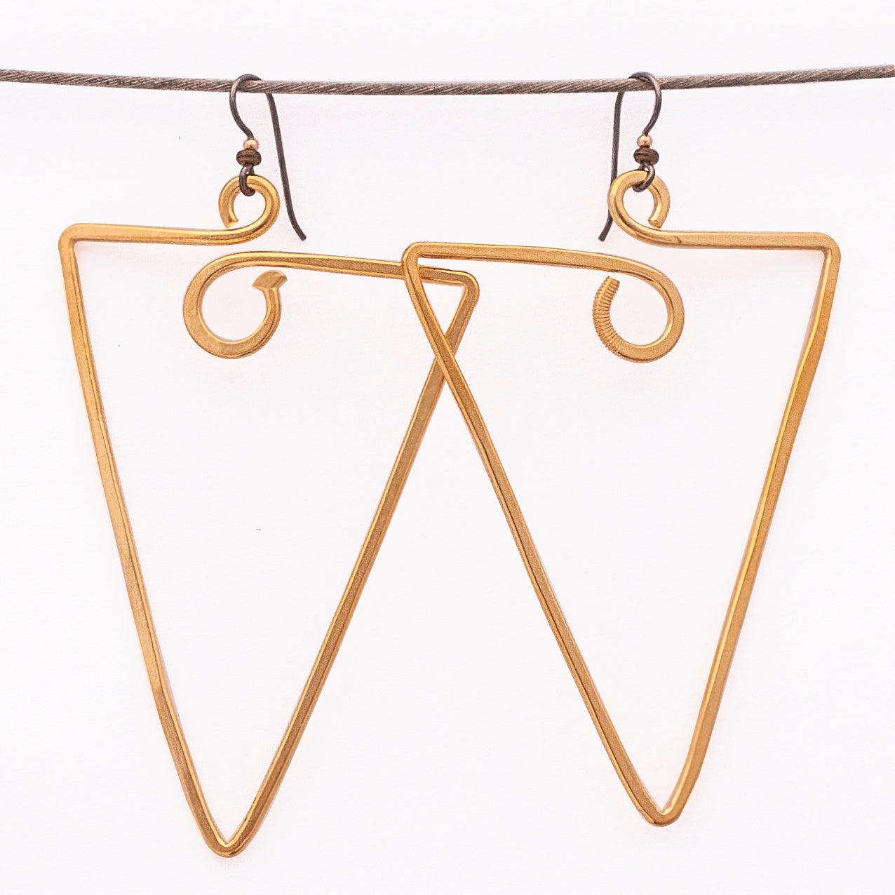 3" Large Triangle Gold Earrings | BiciArte Bicycle Jewelry image 0