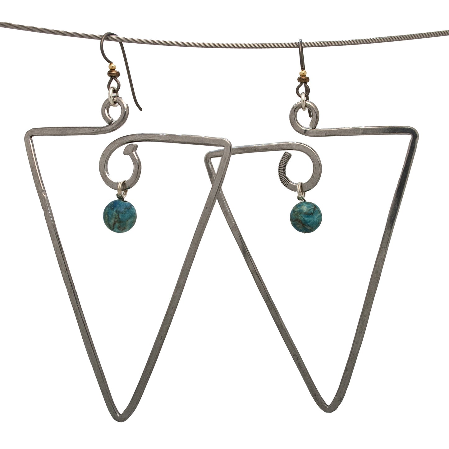 3″ Large Triangle Birthstone Stainless Earrings | BiciArte Bicycle Jewelry image 0