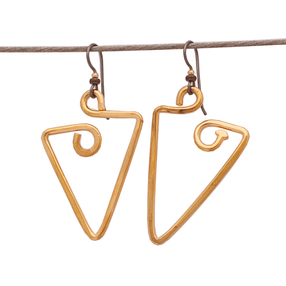 2″ Triangle Gold Earrings | BiciArte Bicycle Jewelry image 0