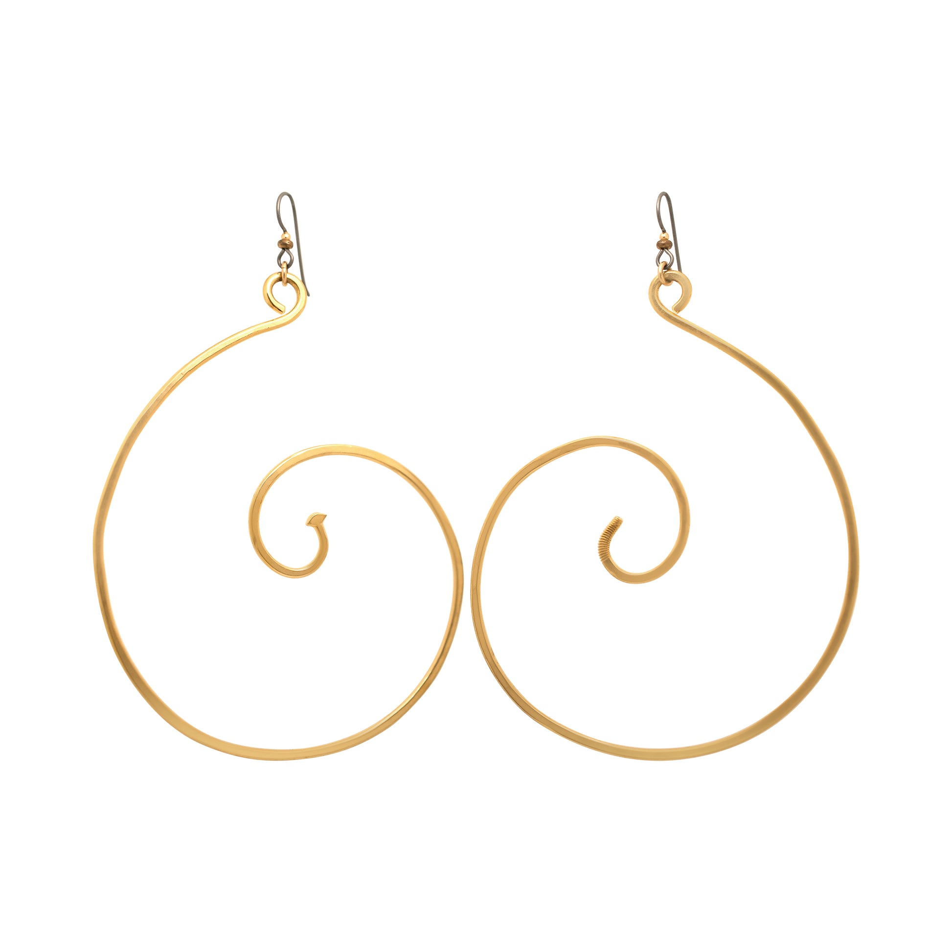 3" Large Spiral Gold Earrings | BiciArte Bicycle Jewelry image 0