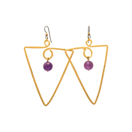 3″ Large Triangle Birthstone Gold Earrings | BiciArte Bicycle Jewelry image 0